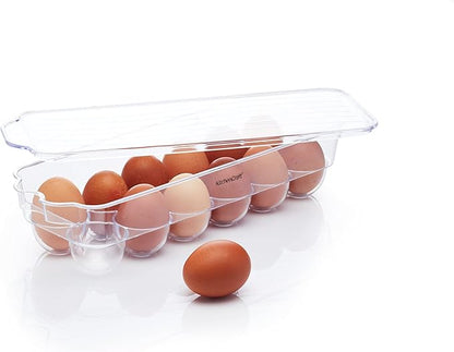 KitchenCraft Egg Holder, Fridge-Safe Plastic Egg Storage with Lid, 32.5 x 11.5 cm (13" x 4.5"), Transparent