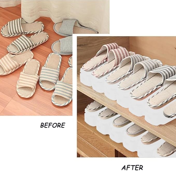 Soerreo Shoe Slot Storage Box Adjustable Shoe Rack Save Space Suitable for High Low Heels, Sneakers and Sandals (20 Piece Set,White)