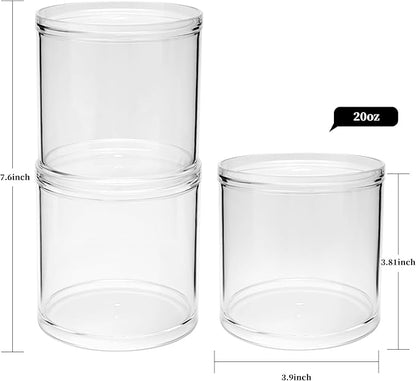 Stackable Clear Plastic Container 4pack - Round Vanity Storage Organizers with Lids for Hair Accessories & Beauty Supplies & Bathroom Container Set