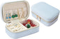 Small Travel Jewelry Case for Women - Plush Velvet Portable Organizer, Holds 20+ Bracelet/Necklace/Earrings/Rings, Giftable Storage Display Box Zipper, Mother/Bridesmaid/Girlfriend Gift (Blue)