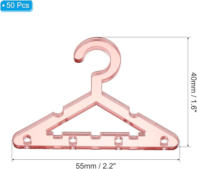 PATIKIL 50pcs Clothes Hanger Earring Holder, Mini Acrylic Coat Hangers Earring Hangers Hanger Rack for Earring Holder Organizer Stand Studs, Rose Gold