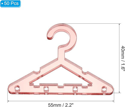 PATIKIL 50pcs Clothes Hanger Earring Holder, Mini Acrylic Coat Hangers Earring Hangers Hanger Rack for Earring Holder Organizer Stand Studs, Rose Gold