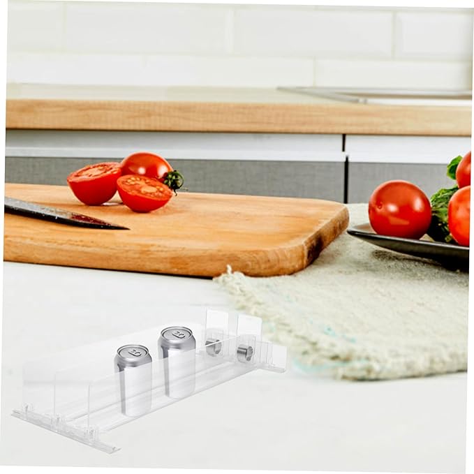 Alipis Soda Can Dispenser for Refrigerator, 2 Row Drink Bottle Fridge Organizer Automatic Pusher Glide Beverage Storage Rack for Kitchen, Pantry (Clear, 14.9Inch)