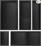 Bamboo Drawer Organizer,5 PCS Black Silverware Tray&Desk Organizers and Storage,Cabinet Divider With Removable Bathroom Organization for Kitchen,Utensils,Junk,Office,Makeup