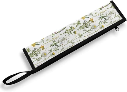 COEQINE Floral Utensils Holder Small Colorful Flower Fork Spoon Knife Organizer White Portable Lightweight Fork Spoon Knife Organizer Case With Handles Travel Accessories Outdoor Portable