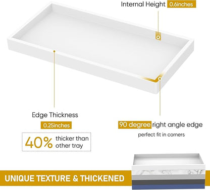 Bathroom Counter Tray,EG-SIPRO High-Grade Thickened Silicone Bathroom Vanity Tray,Shatterproof Rectangle Bathroom Tray Soap Dispenser Tray for Bathroom Countertop, Pure White, 10.6''×5.1'', (EGTRAY)