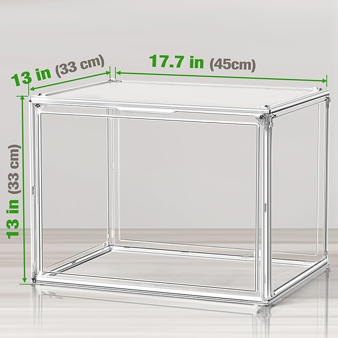 DAOOH 5 Pack XXX-Large Extra Large Acrylic Display Case 17''x13''x13'' Transparent Shoe Display Case Sneaker Storage Clear Stackable Boot & Shoe Boxes Large Showcase for Helmet, Figures Collectibles