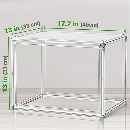 DAOOH 5 Pack XXX-Large Extra Large Acrylic Display Case 17''x13''x13'' Transparent Shoe Display Case Sneaker Storage Clear Stackable Boot & Shoe Boxes Large Showcase for Helmet, Figures Collectibles