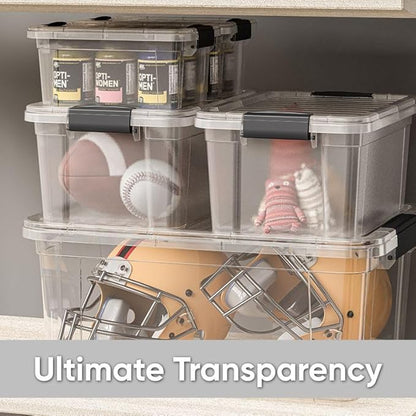 Superio Clear Storage Box with Lid, 3.5 Quart Plastic Container Bins for Organizing, Stackable Crates, BPA Free, Non Toxic, Odor Free, Organizers for Home, Office, School, and Dorm, 10 Pack