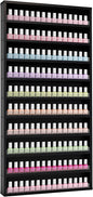 10-Tier Nail Polish Rack,Wall Mount Nail Polish Organizer w/Acrylic Baffle, 42*12 inch Salon Display Shelf for Home Spa & Nail Studio,Perfect for Lipstick,Perfume,Holds 120 Bottles(Black, L)
