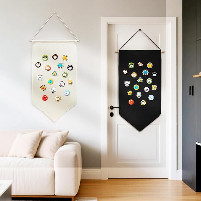 Pin Wall Display Banners,Badge Collection Banner Wall Canvas Banners Hanging Brooch Pin Organizer for Badges,Buttons,Pins,Patches (Black)