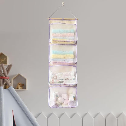 Yajuyi Over Door Organizer Hanging Storage Organizer,Stuffed Animal Storage, Accessory Holder for Shoes, Purple