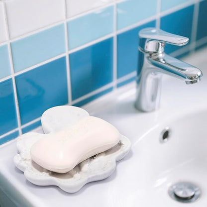 ZAWUU Resin Draining Octopus Soap Dish with Embossed Design – Multiuse Holder for Bathroom & Kitchen (White Marble, Octopus)