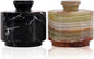 Marble Salt Cellar 3" Inch Black Zebra & Green Onyx Celtic Salt & Pepper Bowls with Lid For Spring Decorations for Home & Kitchen, Perfect Mother’s Day Gift, Sugar Dish & Coffee Storage Container