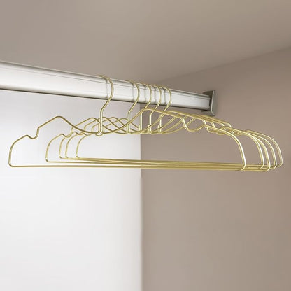 20 Pack Heavy Duty Metal Steel Wire Clothes Hanger, Ultra Slim & Short Neck Hanger,Space Saving Durable Non-Slip Felt Hangers, Closet Organizer for Home Dorm Laundry (Gold)