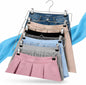 USTECH 6 Tier Skirt Hangers with Clips | Space Saver Closet Organizer | Rust-Free Stainless Steel Pant Hangers for Pants, Shorts, Skirts | Multi Hangars Space Saving | 5 Pack