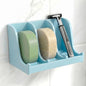 Soap Holder for Shower Wall, 3-Compartment Soap Dish for Shampoo, Conditioner and Body Soap, Fast Draining & Rust-Proof & Heavy Duty, Ultra-Strong Self Adhesive & Freestanding (Light Blue, No Label)
