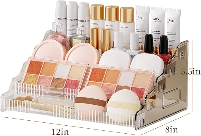 Small Cosmetic Organizer for Vanity & Bathroom Countertop – Aesthetic Mini Makeup Storage Box with Handle, Portable Skincare Display Case for Dresser