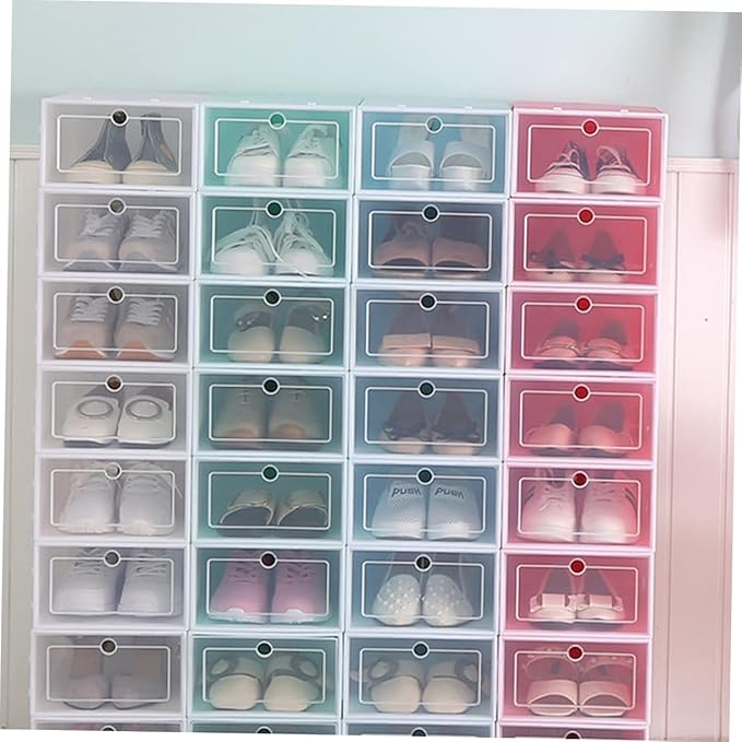 6pcs Shoes Storage Box Plastic Shoe Container Organizers Thicken Storage Racks for
