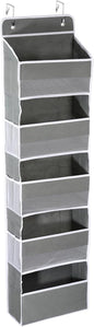 PATIKIL Over The Door Shoe Organizer Hanging Rack Storage with 5 Large Pockets & 6 Side Pockets Wall Mount 35 lbs Weight Capacity for Door Wall Closet Shoes, 5 Layer, Grey