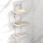 Moforoco 3-Tier White Soap Bar Holder for Shower, No Drilling, 304 Stainless Steel, Wall Mounted Soap Holder with 4 Hooks and Razor Holder, Shower Rack Soap Tray Bar Soap for Bathroom Accessories