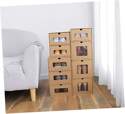 Foldable Drawer Type Shoe Storage Box Thickened Cowhide Paper Organizer for Women High Heels Stackable and Easy Access for Home Shoe Organization