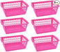 YBM HOME Plastic Perforated Storage Basket Bin Office Drawer, Shelf Desktop Countertop Tray Organizer 32-1188 (6, Pink)