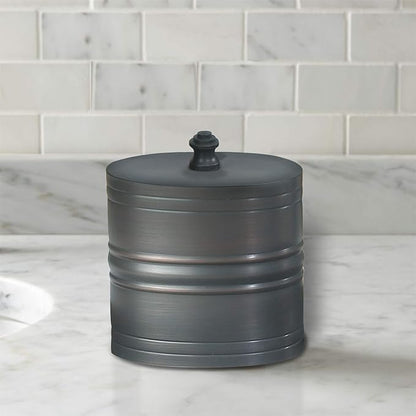 nu steel Swab/Cotton Container Bogart Canister Jar with Lid for Cosmetics and Makeup Storage, Bathroom, Countertop, Desk, and Vanity, Oil Rubbed Bronze, BG1H
