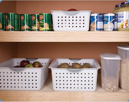 Sterilite Medium Ultra Basket, Closet Organizer Bin, Cabinets, Pantry, Shelving and Countertop Space, Open Container, White, 1-Pack