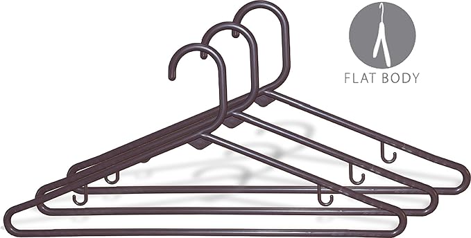 Brown Plastic Tubular Top Hanger with Fixed Bar, Space Saving Tube Hangers with Hooks for Hanging Straps (Set of 72) by The Great American Hanger Company