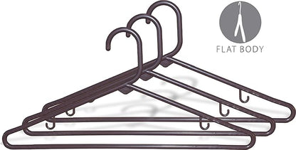 Brown Plastic Tubular Top Hanger with Fixed Bar, Space Saving Tube Hangers with Hooks for Hanging Straps (Set of 72) by The Great American Hanger Company