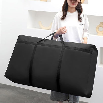Dorm Packing Bags Black Jumbo Moving Bags Heavy Duty 180L Reusable Comforter Oxford Cloth Size Waterproof Storage Bags (2 Pack)