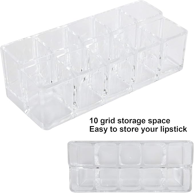 Lipstick Holder, 10 Slots Acrylic Lipstick Organizer, Lipstick Holder Case Display RackStand Cosmetic Makeup Organizer, Lipgloss Organizer, Makeup Holder Storage Display