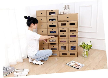 Alipis 2pcs Large Thick Drawer-style Shoes Box Paper Storage Container 30x21cm for Closet Organization and Home Storage