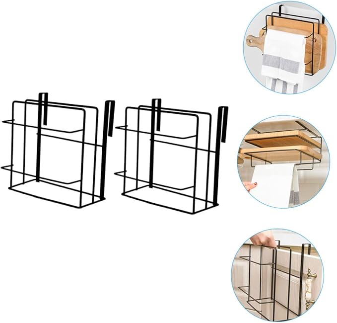 2Pcs Cabinet Organizer Set Over Door Storage Rack with Double Hooks for Towel and Cutting Board Stylish and Space Saving for Spaces for Kitchen Organization