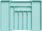 Lifewit Utensil Organizer for Kitchen Drawer, Expandable Cooking Silverware Tray, Adjustable Cutlery Flatware Holder, Plastic Spatula Tools Storage Divider, 13-22.4 x 15", Turquoise