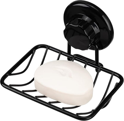 iPEGTOP Super Powerful Vacuum Suction Cup Shower Soap Dish - Strong Rustproof Stainless Steel Soap Saver Sponge Holder for Bathroom & Kitchen Sink, Black