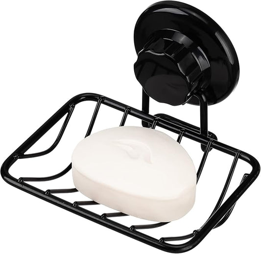 iPEGTOP Super Powerful Vacuum Suction Cup Shower Soap Dish - Strong Rustproof Stainless Steel Soap Saver Sponge Holder for Bathroom & Kitchen Sink, Black