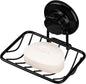 iPEGTOP Super Powerful Vacuum Suction Cup Shower Soap Dish - Strong Rustproof Stainless Steel Soap Saver Sponge Holder for Bathroom & Kitchen Sink, Black