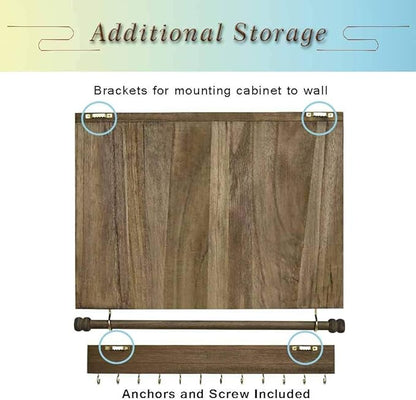 GLANT Rustic Wall Mounted Jewelry Organizer with Wooden Barndoor Decor,Wooden Wall Mount Holder,Jewelry holder for Necklaces, Earings, Bracelets, Ring Holder. Includes matching hook organizer