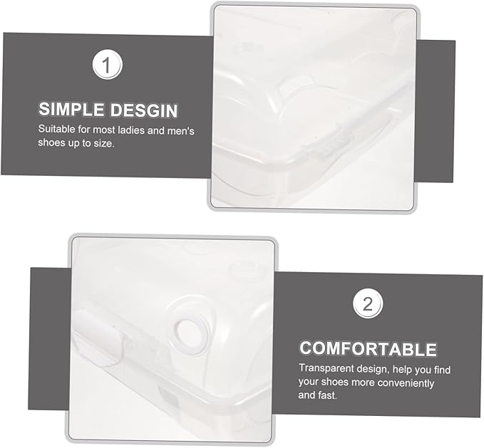 2pcs Large Transparent Plastic Shoe Storage Box Stackable and Dustproof Design for Men and Women for Organizing Sneakers and Footwear White