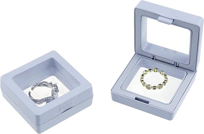 Coshar 20PCS 3D Floating Frame Coin Display Case, Clear PE Jewelry Storage Box, 3D Floating Storage Frame Holder for Jewelry Rings Challenge Coins Medallions Collectibles, White, 2" x 2" x 0.8"