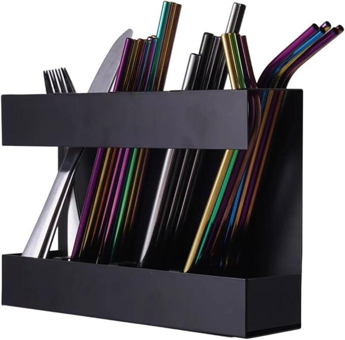 Wall Mounted Metal Straw Storage Organiser for Kitchen Restaurant Hotel Cabinet Door Space Saving Chopstick Dispenser