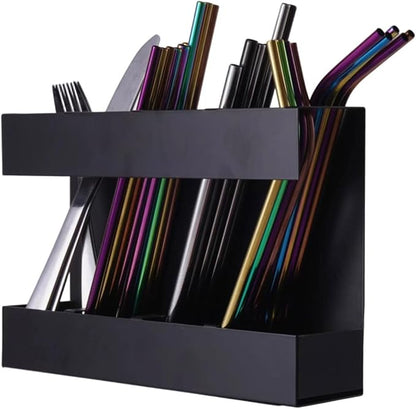Wall Mounted Metal Straw Storage Organiser for Kitchen Restaurant Hotel Cabinet Door Space Saving Chopstick Dispenser