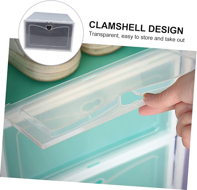 Cabilock 2pcs Stackable Footwear Storage Container Transparent for Sneakers Slippers Sports Shoes Creative Detachable Design for Home Organizer Male