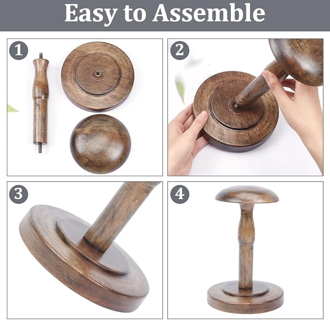 1 Pcs Table Hat Stand, Wooden Hat Stand Holder Vintage Brown Hat Rack Wig Display Rack Helmet Organizer Storage for Home