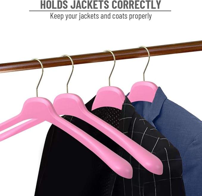 All Hung Up Hangers Plastic Coat Hangers, Clothes Hangers (Pink, 12pk)