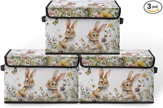 Stackable Clothes Storage Bins with Lids,Closet Organizers Fabric Cat Printing Box for Home and Office,Blanket Clothes Organizers,Under Bed Storage Containers 3 Pack.