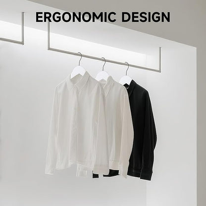Premium Wooden Top Hangers, Heavy Duty Solid Wood Suit Hangers with 360° Swivel Hook & Anti-Slip Notches, Durable Clothes Hangers for Jackets, Coats, Shirts & Dresses(White/72-Pack)