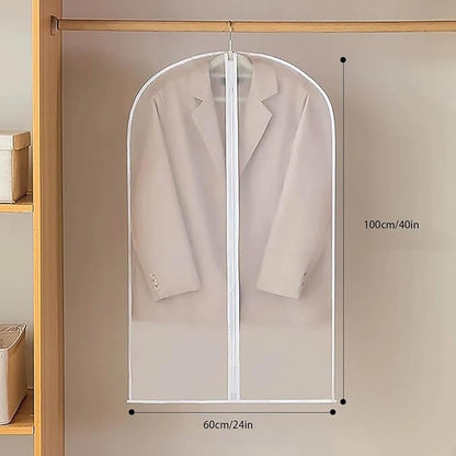 15-PCS Garment Bag Set with Zipper Closure and Semi-Transparent Design, Clothes Covers Garment Bag for Hanging Suits and Coats, Plastic Garment Bags for Hanging Clothes with Reinforced Edges (24"x40")